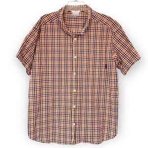 Columbia brown/rust plaid outdoor short sleeve shirt dry wicking outdoor Sz XXL 